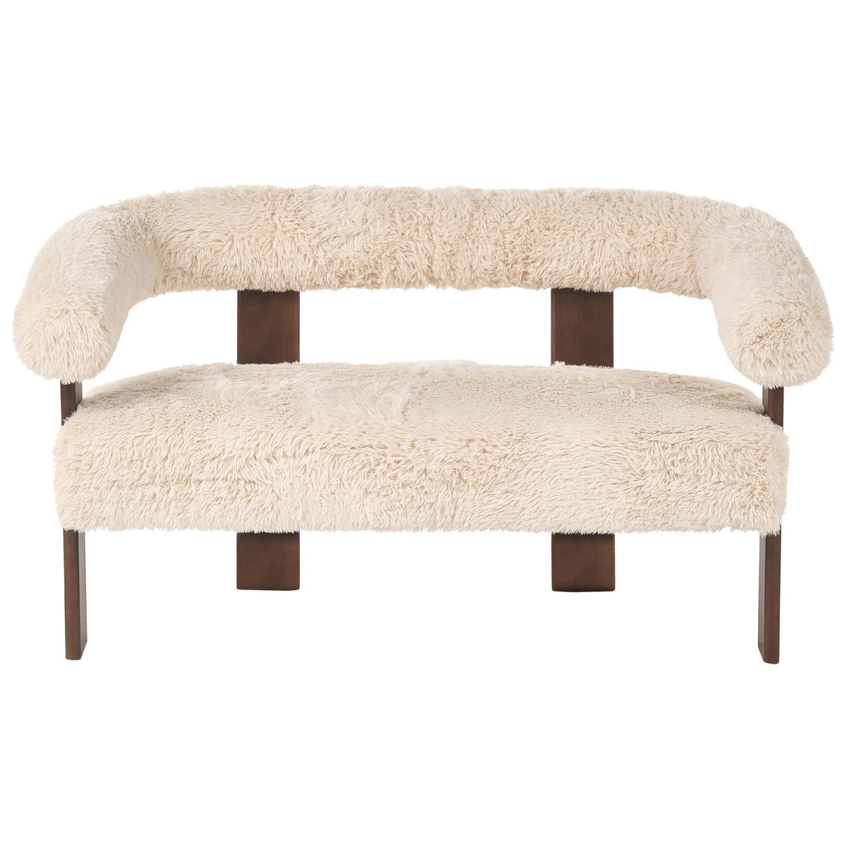2-SITZER-SOFA Webpelz Cremeweiß/Dunkelbraun Ilbro - Creme, Textil (138/76/68cm) - Beliani