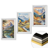 WANDBILDER 3er-Set - 40x60 cm Weißer Rahmen - Berglandschaft mit einem Fluss - Weiß, Kunststoff (40/60cm) - ArtPrintCave