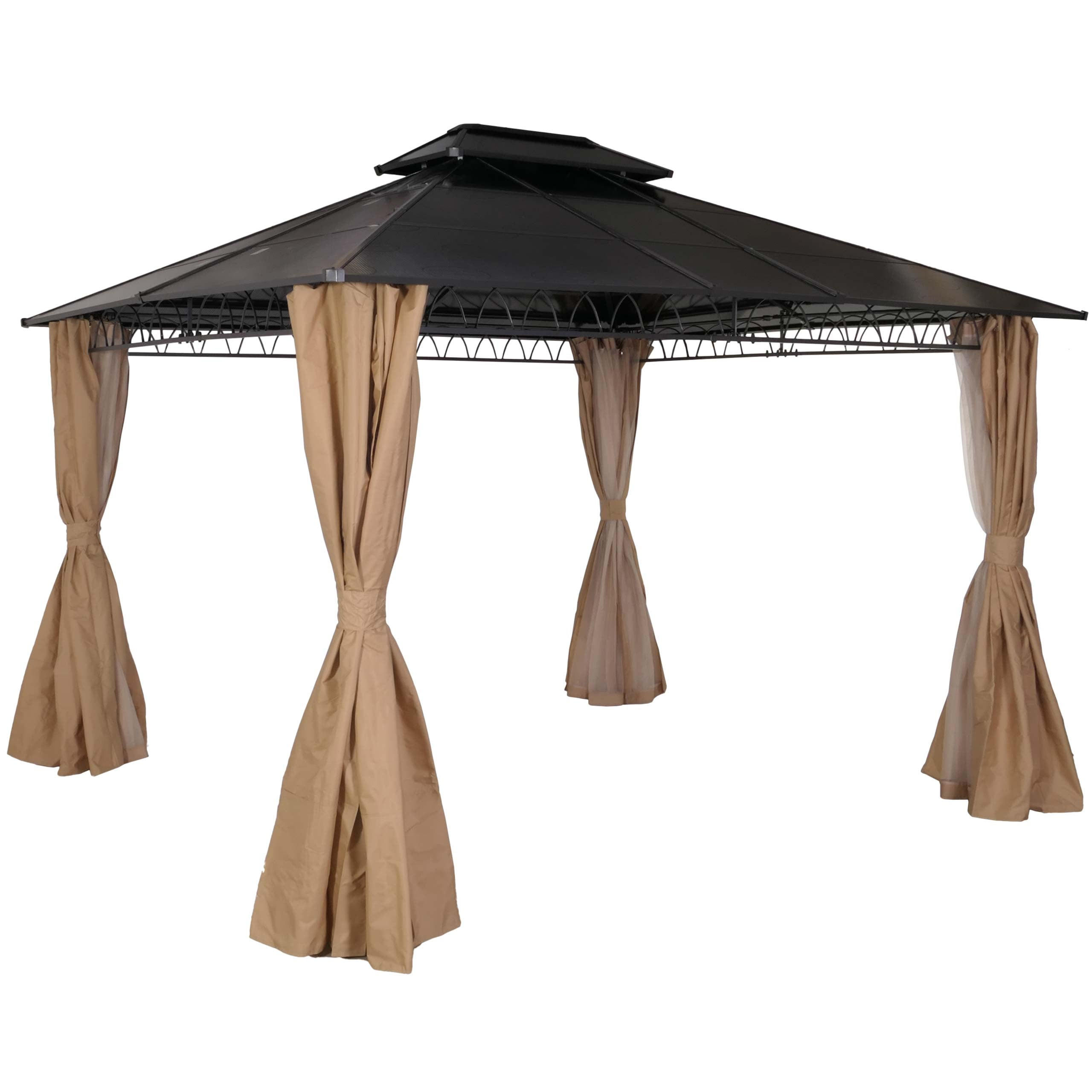 PERGOLA Hardtop 290x360x300cm Seitenwand/Moskitonetz Creme - Creme, Metall (360/290/300cm) - BERLINLODGE