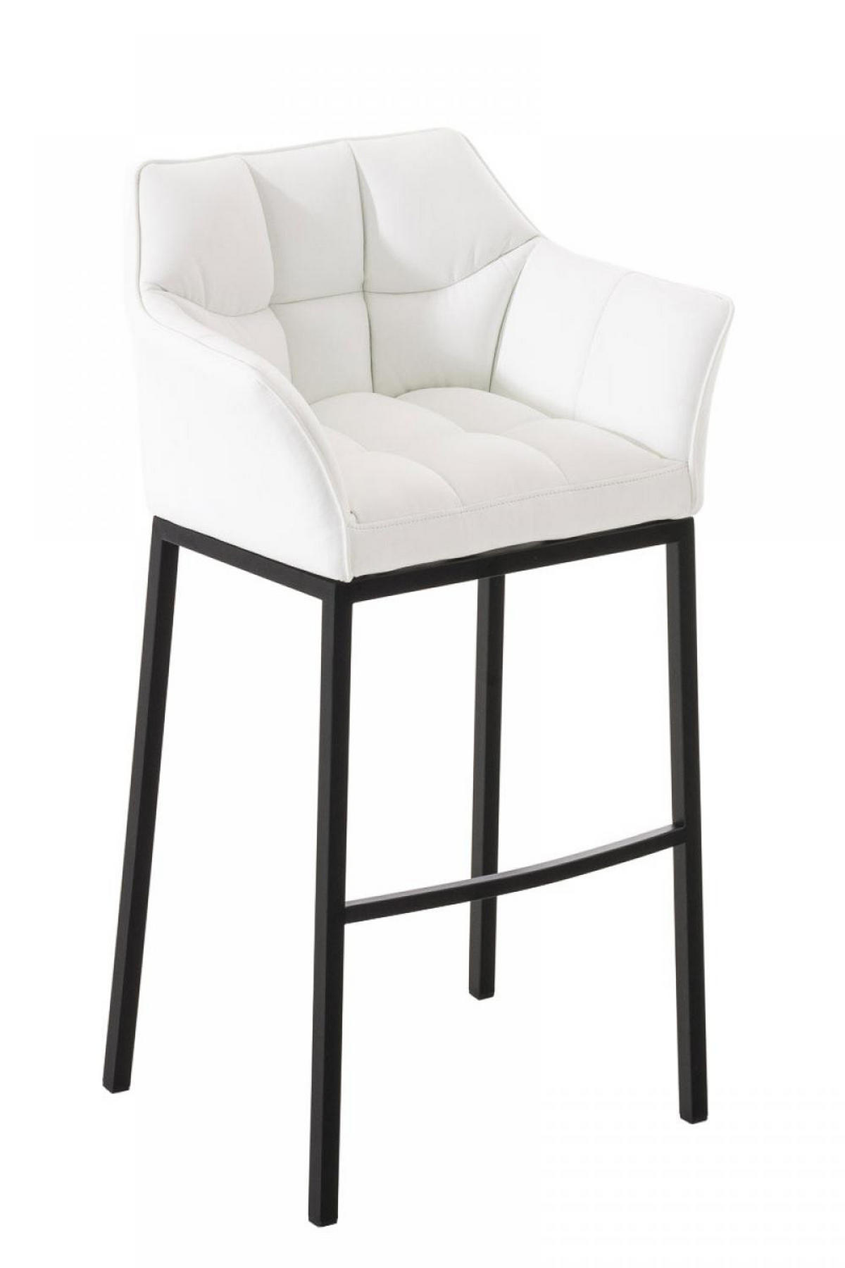 BARHOCKER Lederlook weiß - Schwarz/Weiß, Textil/Metall (64/110/48cm) - CLP