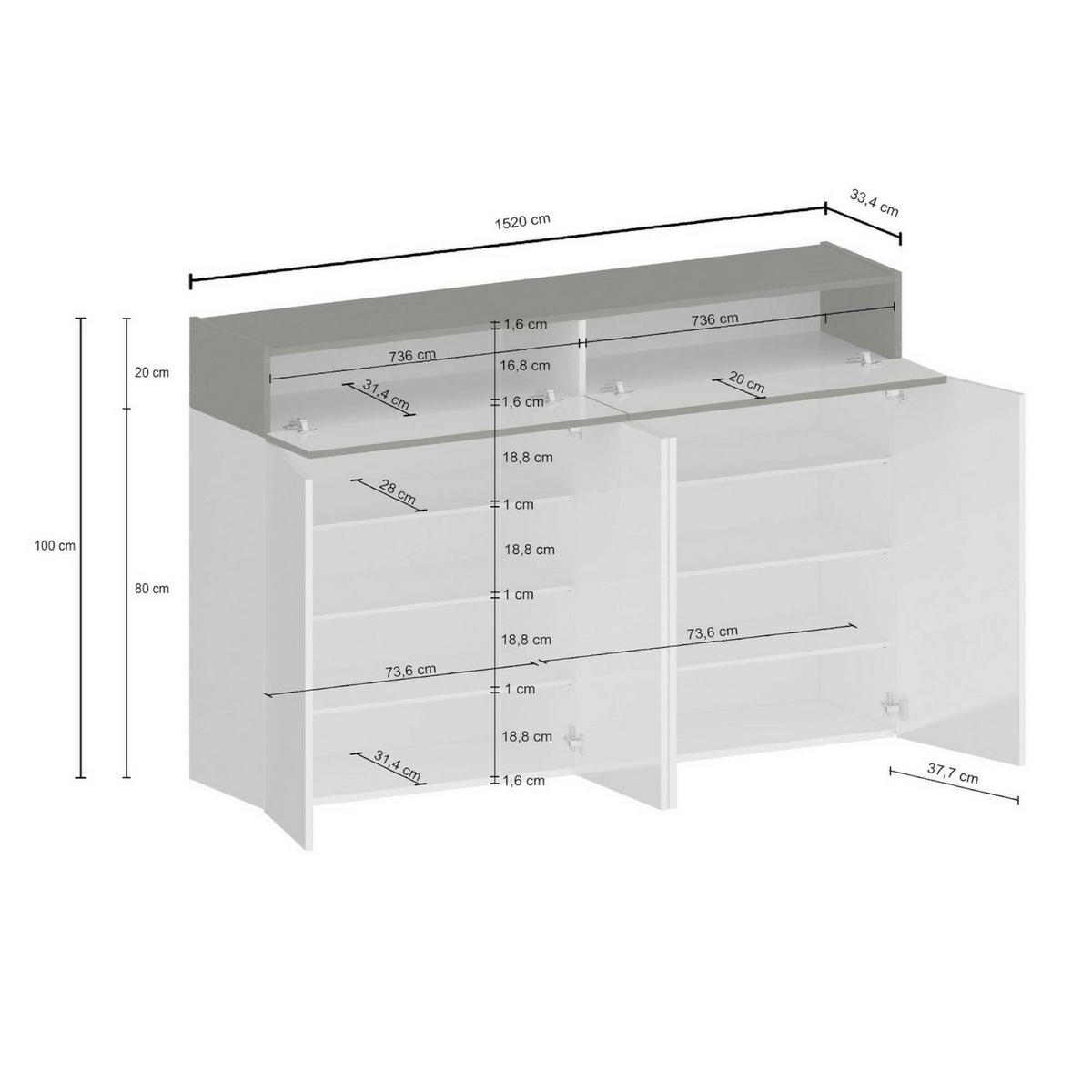SCHUHSCHRANK Eiche 38/154/100 cm - Braun, Holzwerkstoff (154/100/38cm) - DMORA