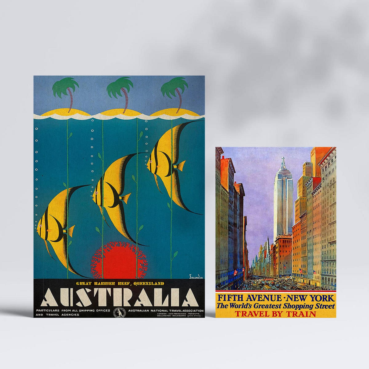 POSTER Set Mit 6 Von Norden Nach Süden Vintage Tourismus Werbetafeln A3 & A4 Rahmenlos - Klar, Papier (29/3cm) - Nacnic
