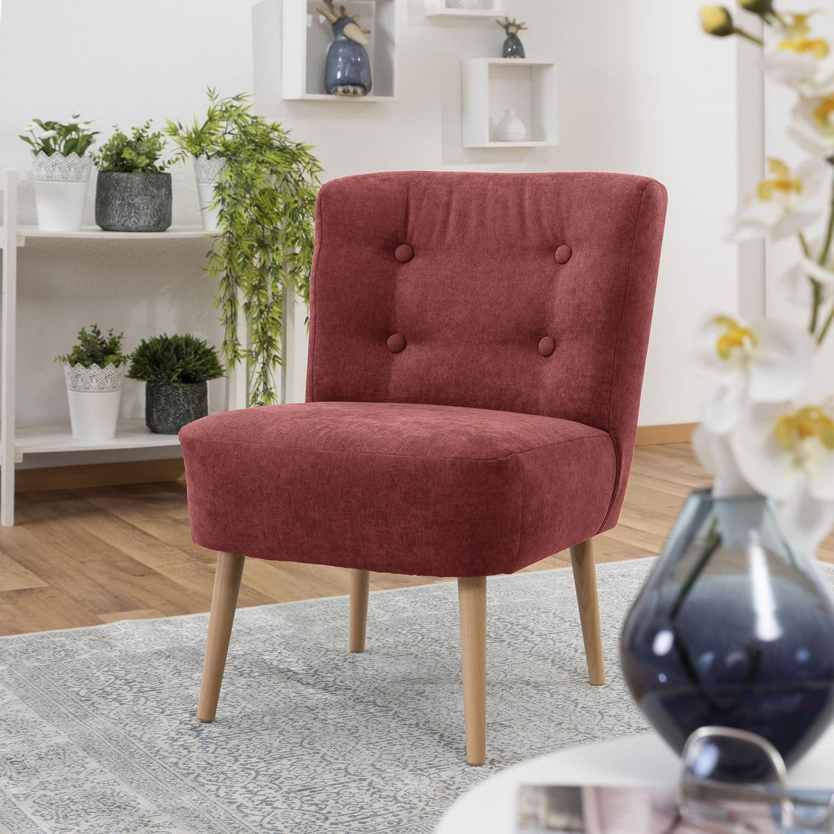 SESSEL Kamle Bezug Flachgewebe Buche natur / rot - Rot, Kunststoff (68/78/58cm) - 58aufmkessel