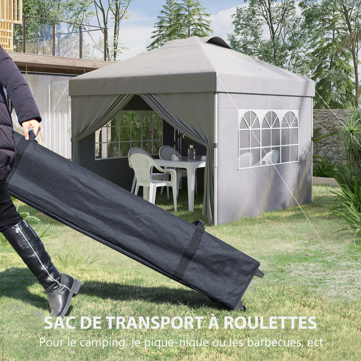 PAVILLON DE-13936 Pop-up 3/3 m, höhenverstellbar - Hellgrau, Textil (297/284/297cm) - ComfortXL