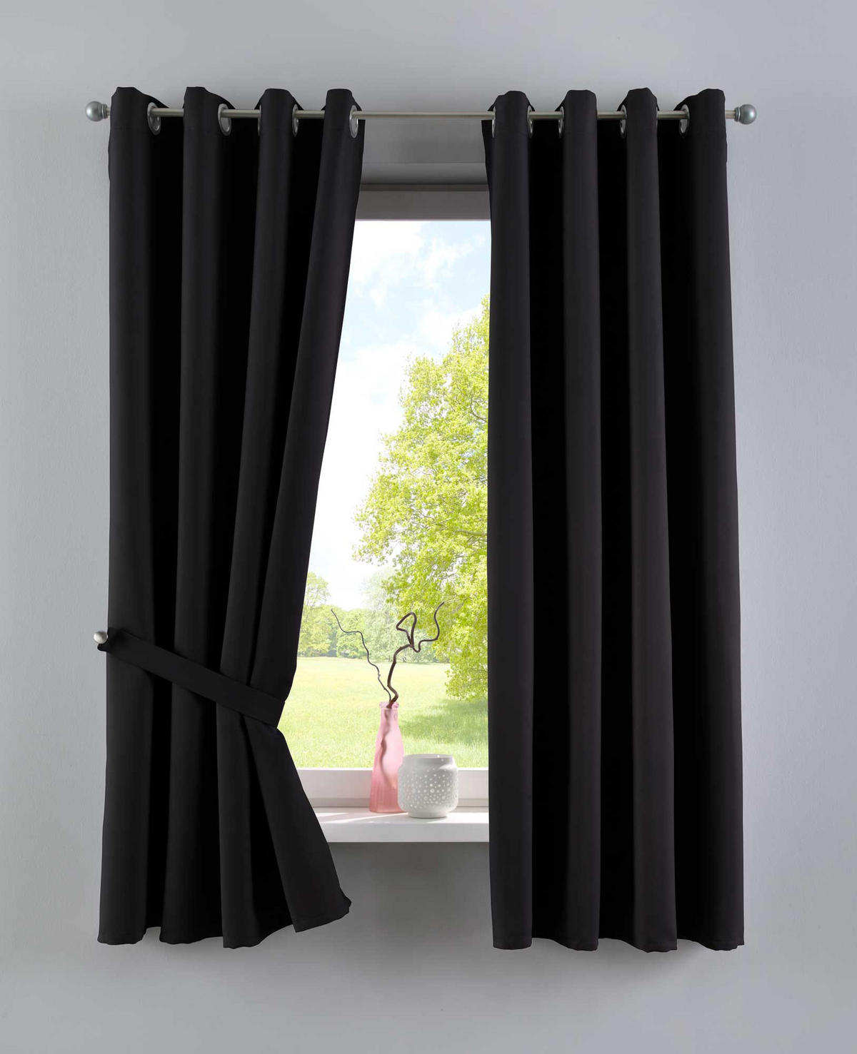 VORHANG »NEW YORK« HxB 160x140 cm Schwarz - Schwarz, Textil (140/160cm) - Gardinenbox