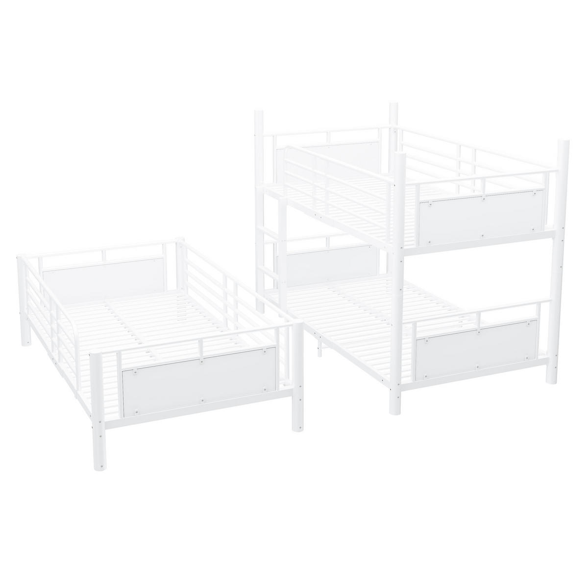 ETAGENBETT 90/200 cm mit 3 Schlafplätzen, DE-41597, in Weiß - Weiß, Metall (90/200cm) - ComfortXL