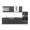 KÜCHENZEILE Fame-Line Anthrazit-Gold/Weiß 300 cm mit Hochschrank AP Eiche - Graphitfarben/Weiß, Holzwerkstoff (300/81.6/60cm) - Vicco