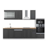 KÜCHENZEILE Fame-Line Anthrazit-Gold/Weiß 300 cm mit Hochschrank AP Eiche - Graphitfarben/Weiß, Holzwerkstoff (300/81.6/60cm) - Vicco