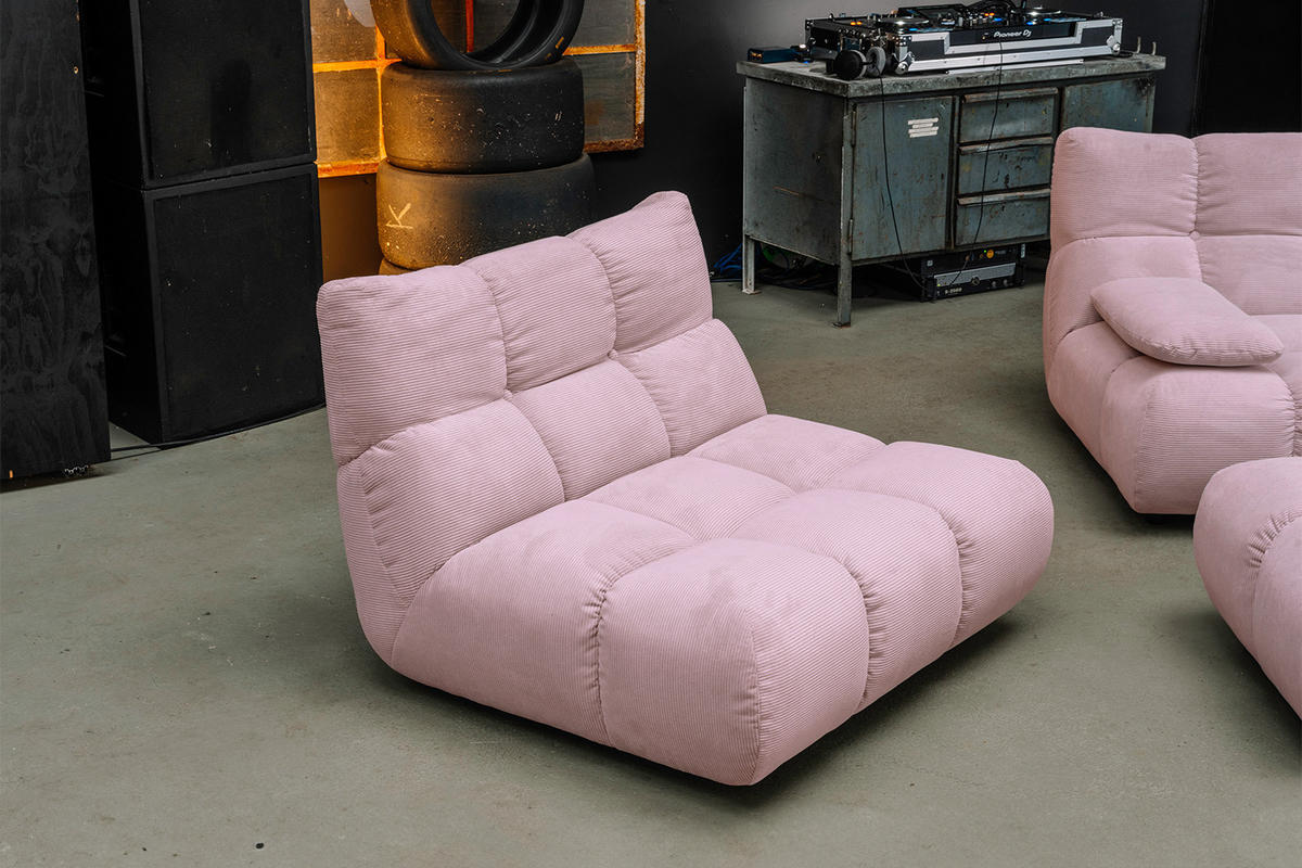 SITZGRUPPE VIVIEN 3ER SET Pink Cord - Pink/Rosa, Kunststoff/Textil (359/85/510cm) - KAWOLA