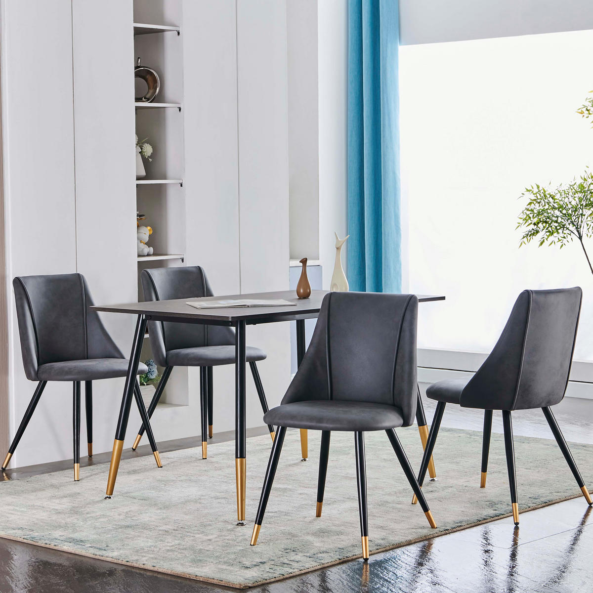 STUHL-SET 2 Stück in Kunstleder - Hellgrau/Schwarz, Holzwerkstoff/Textil (56/83/55cm) - Urban Meuble