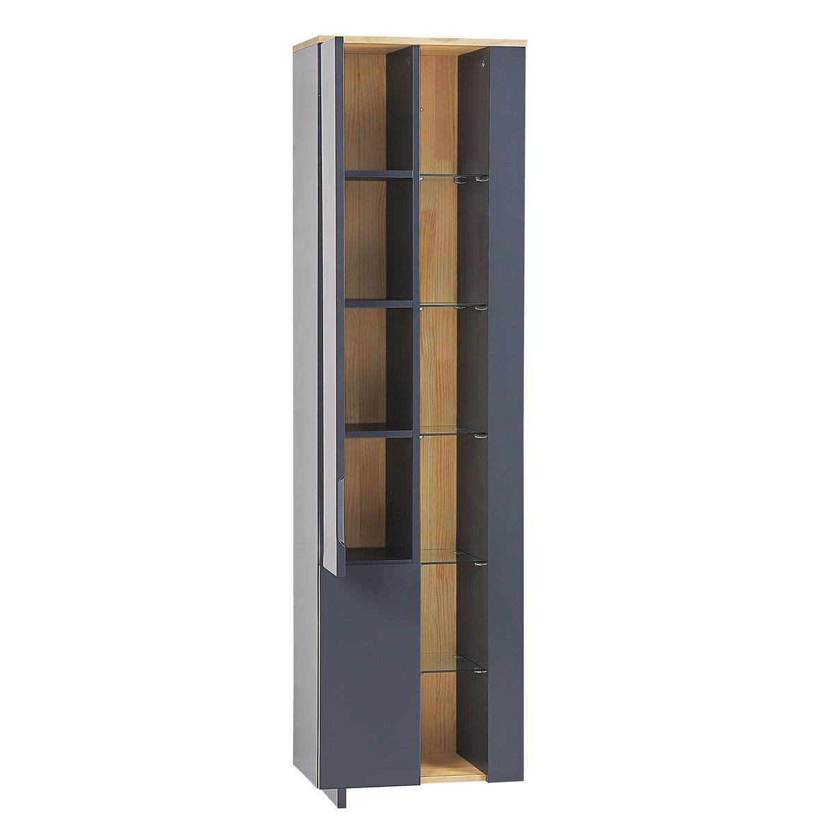 BADMÖBEL Set 3-teilig grau/heller Holzfarbton Figueres - Hellbraun/Grau, Holzwerkstoff (44/59/79cm) - Beliani