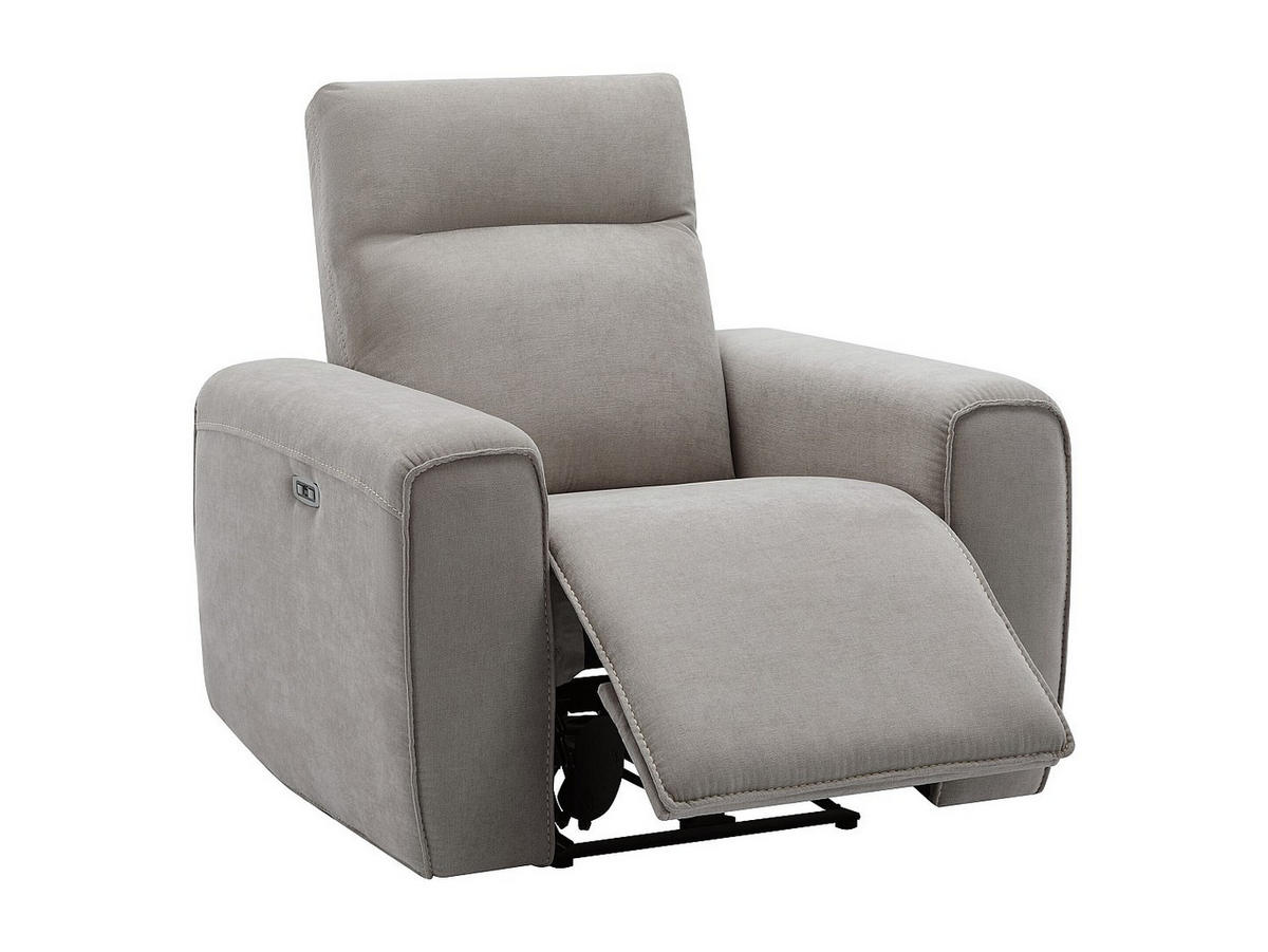 RELAXSESSEL elektrisch - Stoff - Grau - LORGITA - Hellgrau, Textil (102/102/96cm) - Vente-Unique