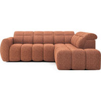 ECKSOFA mit elektrischem Sitzvorschub, Bettkasten und verstellbare Kopflehnen - Orange, Naturmaterialien/Textil (208/258cm) - Eltap