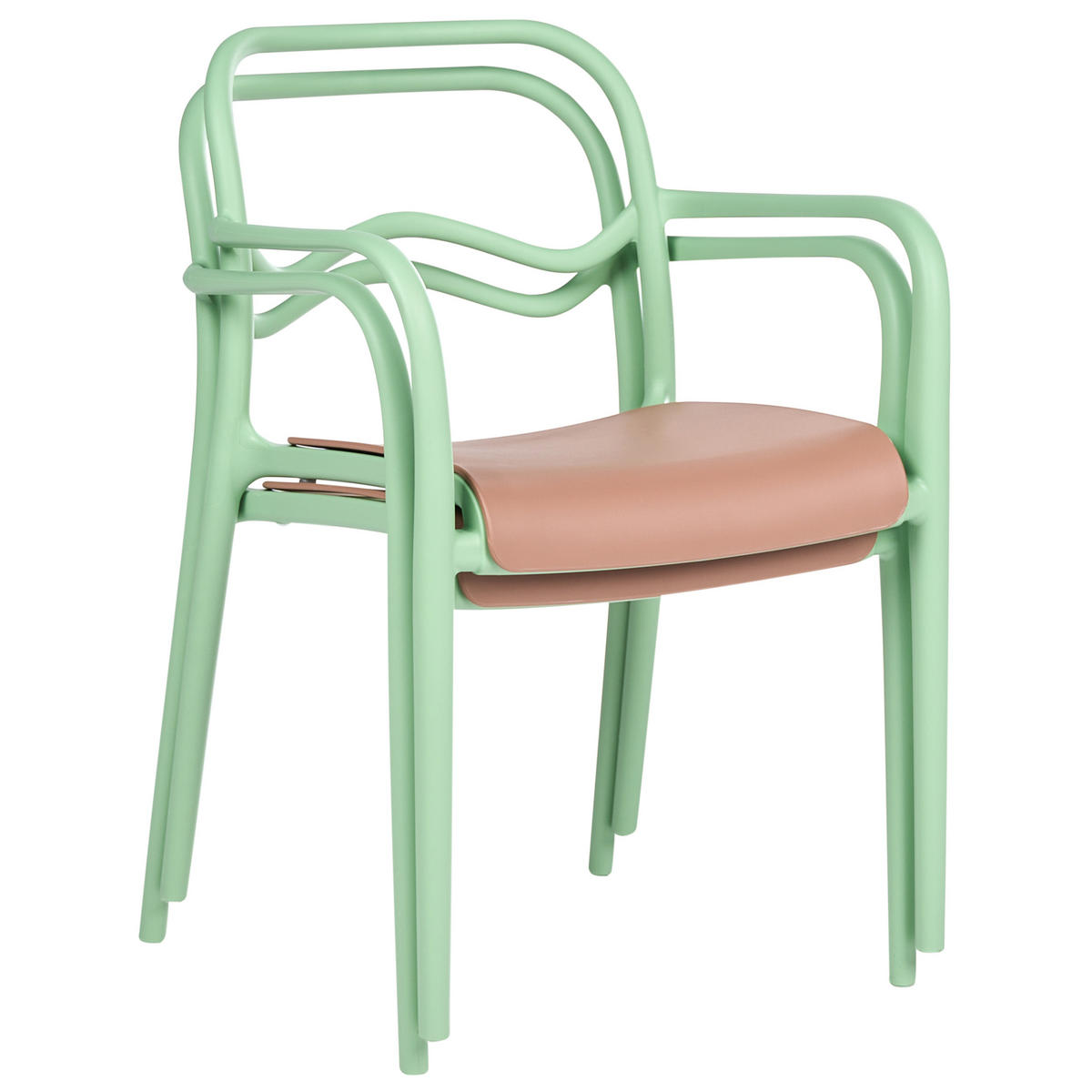 GARTENSTUHL 2er Set Kunststoff Grün Thasos - Grün, Kunststoff (57/80/57cm) - Beliani