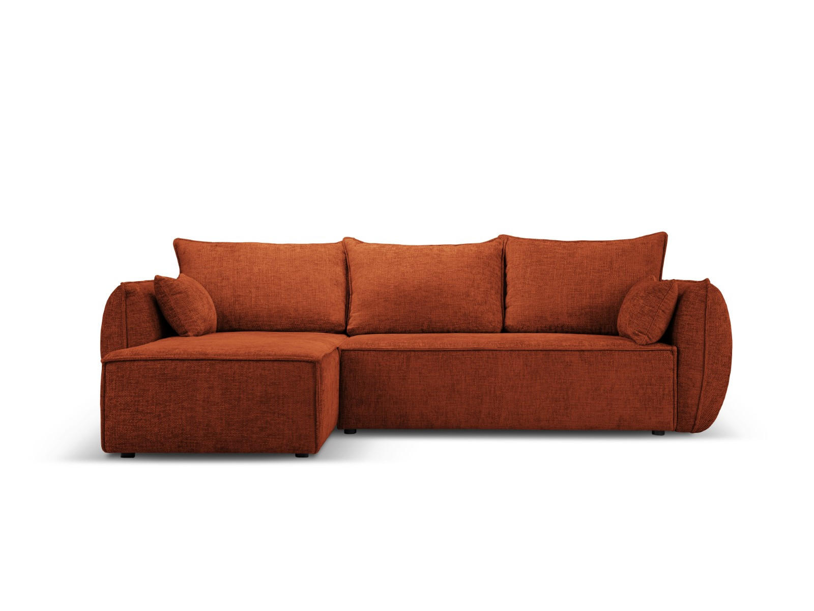 AUSKLAPPBARES-ECKSOFA links mit Container Kaelle aus Chenille-Stoff terrakotta 4 Sitzplätze - Terra cotta, Textil (165/252cm) - Micadoni
