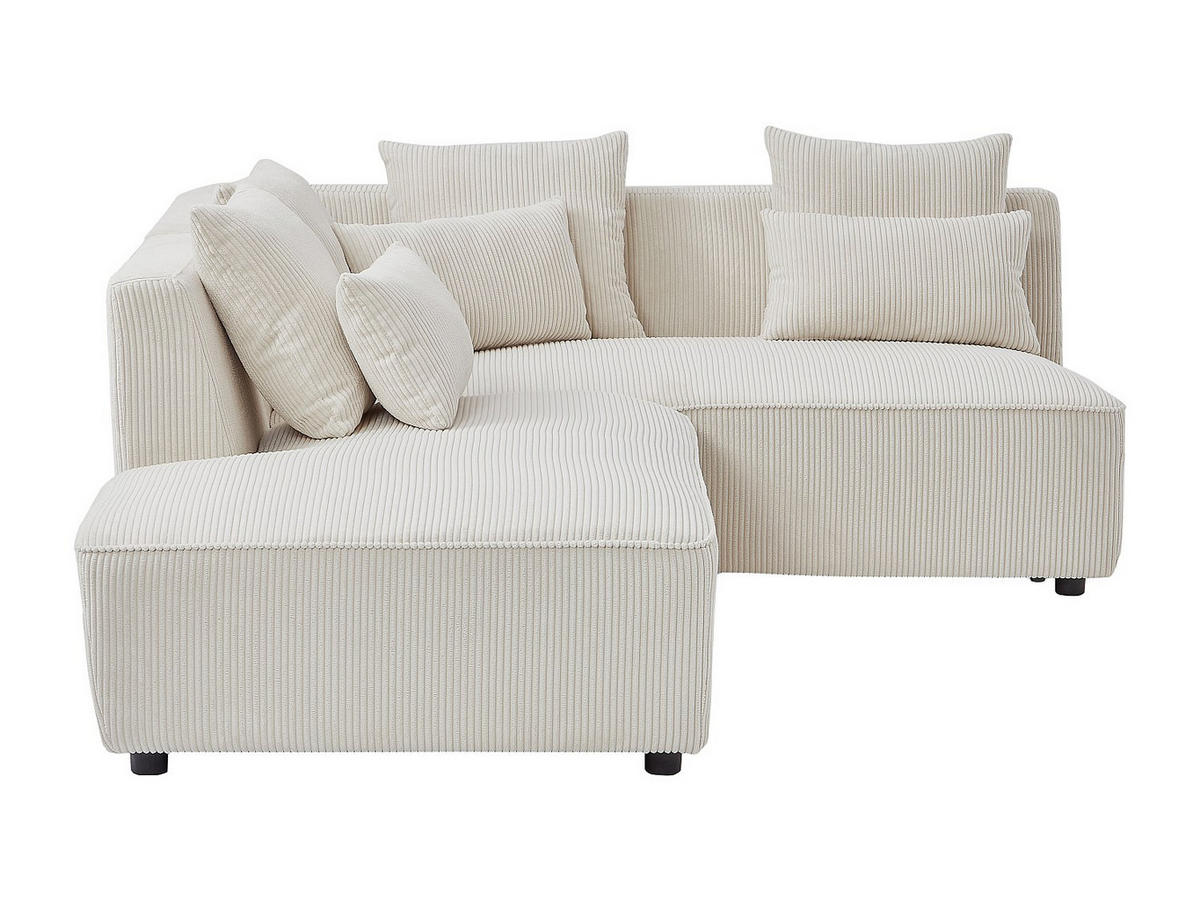 ECKSOFA mit Ottomane links aus beigem Cord MECODI - Beige, Textil (185/231cm) - Vente-Unique