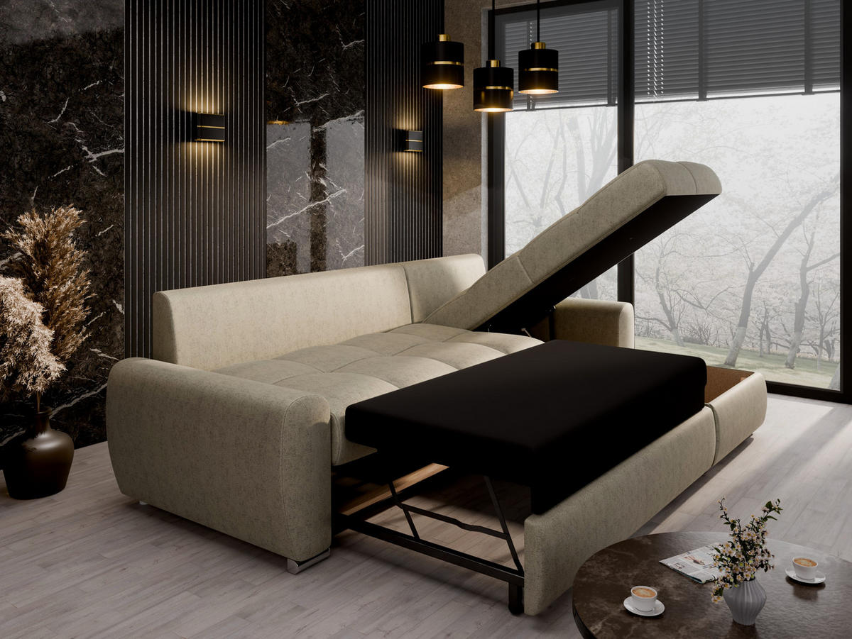 ECKSCHLAFSOFA Lunar Schlafsofa mit Bettkasten, Cappuccino - Cappuccino, Holz (237/166cm) - Panda Möbel