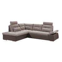 ECKSOFA mit Schlaffunktion, Armlehnfunktion und Kopfstützen - Chromfarben/Beige, Textil (260/219cm) - ed exciting design