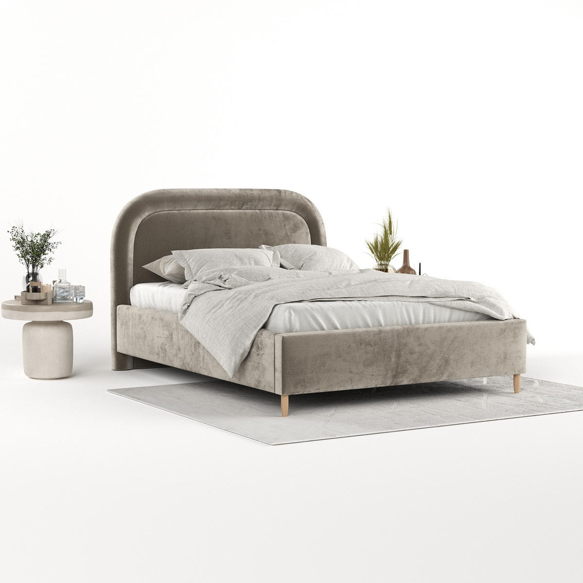 POLSTERBETT Zoya 160/200 cm Beige im Lotta Stoff - Beige/Naturfarben, Holz/Holzwerkstoff (160/200cm) - AltaBeds