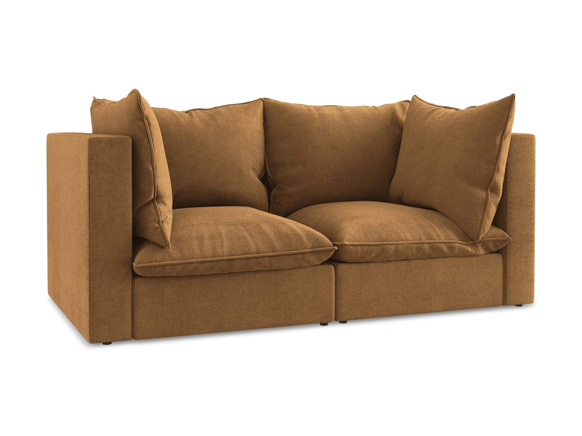 2-SITZER SOFA Strukturstoff Orange - Terra cotta/Schwarz, Holzwerkstoff/Kunststoff (180/77/90cm) - Makamii