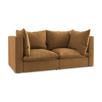 2-SITZER SOFA Strukturstoff Orange - Terra cotta/Schwarz, Holzwerkstoff/Kunststoff (180/77/90cm) - Makamii