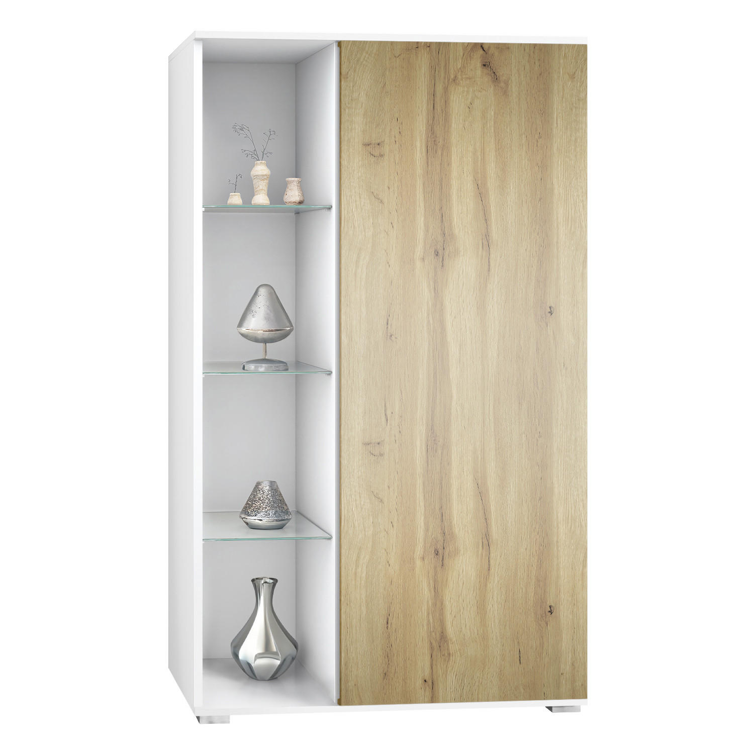 VITRINE Davos Eiche Wotan - Eiche Wotan, Holzwerkstoff (71.5/134/35cm) - Vladon