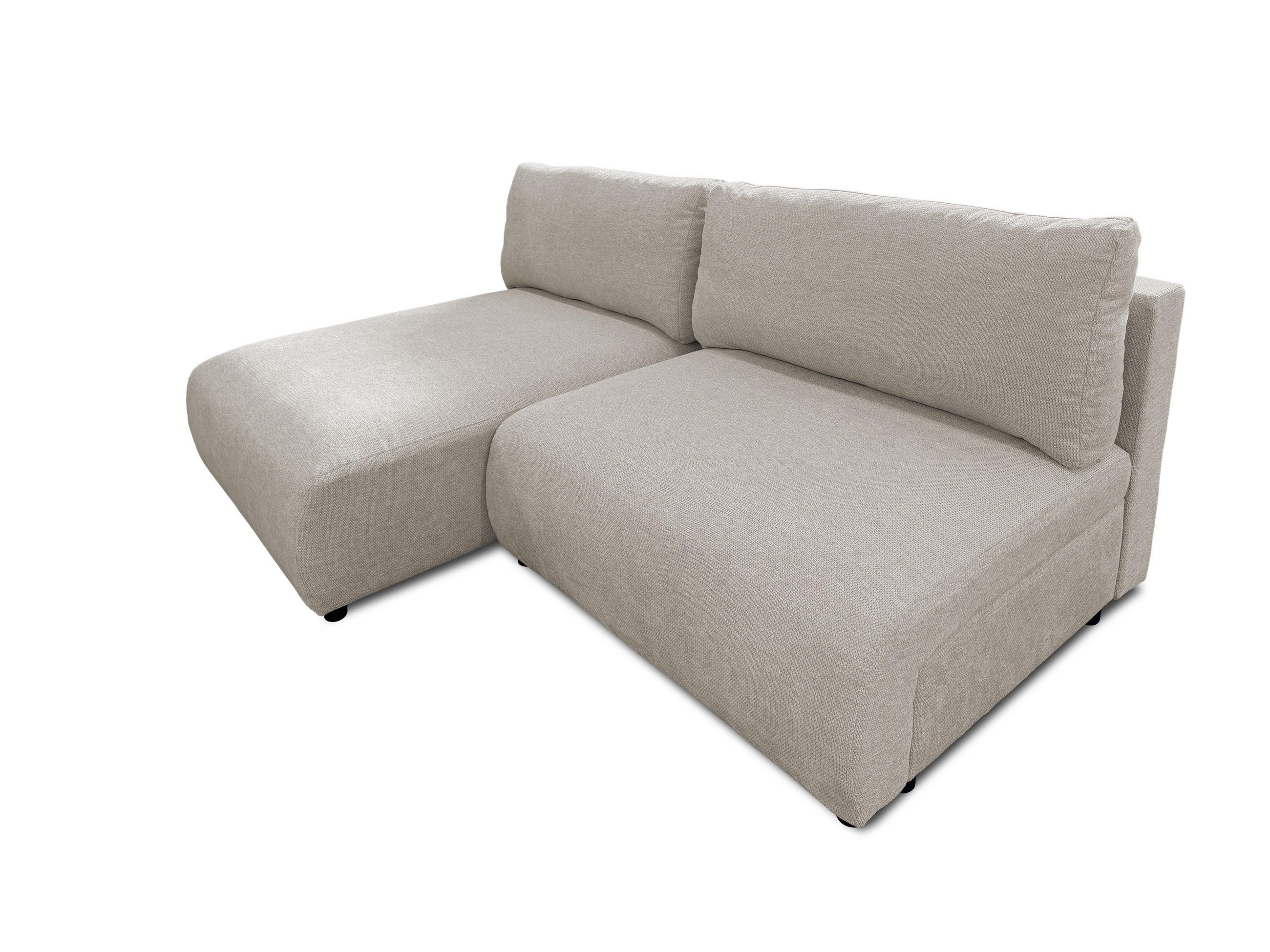 ECKSOFA Sora mit Schlaffunktion, Bettkasten und extra tiefer Komfortzone aus hochwertigem Taupe Strukturstoff - Taupe/Schwarz, Holz/Kunststoff (140/200cm) - S-Style
