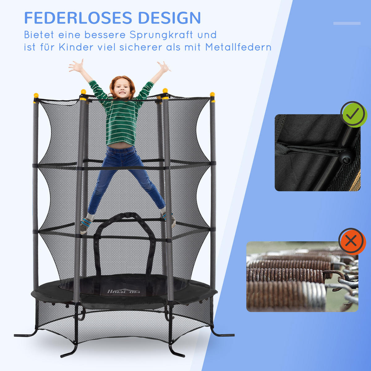 KINDERTRAMPOLIN - Schwarz, Kunststoff/Metall (163/163cm) - HOMCOM