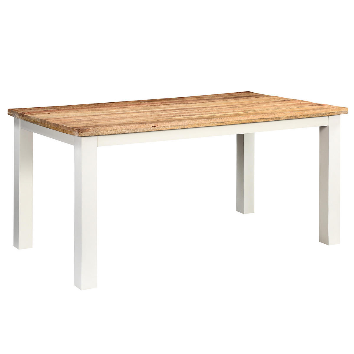 ESSTISCH - Mango massiv - Braun/Weiß, Holz (80/160/76cm) - home24