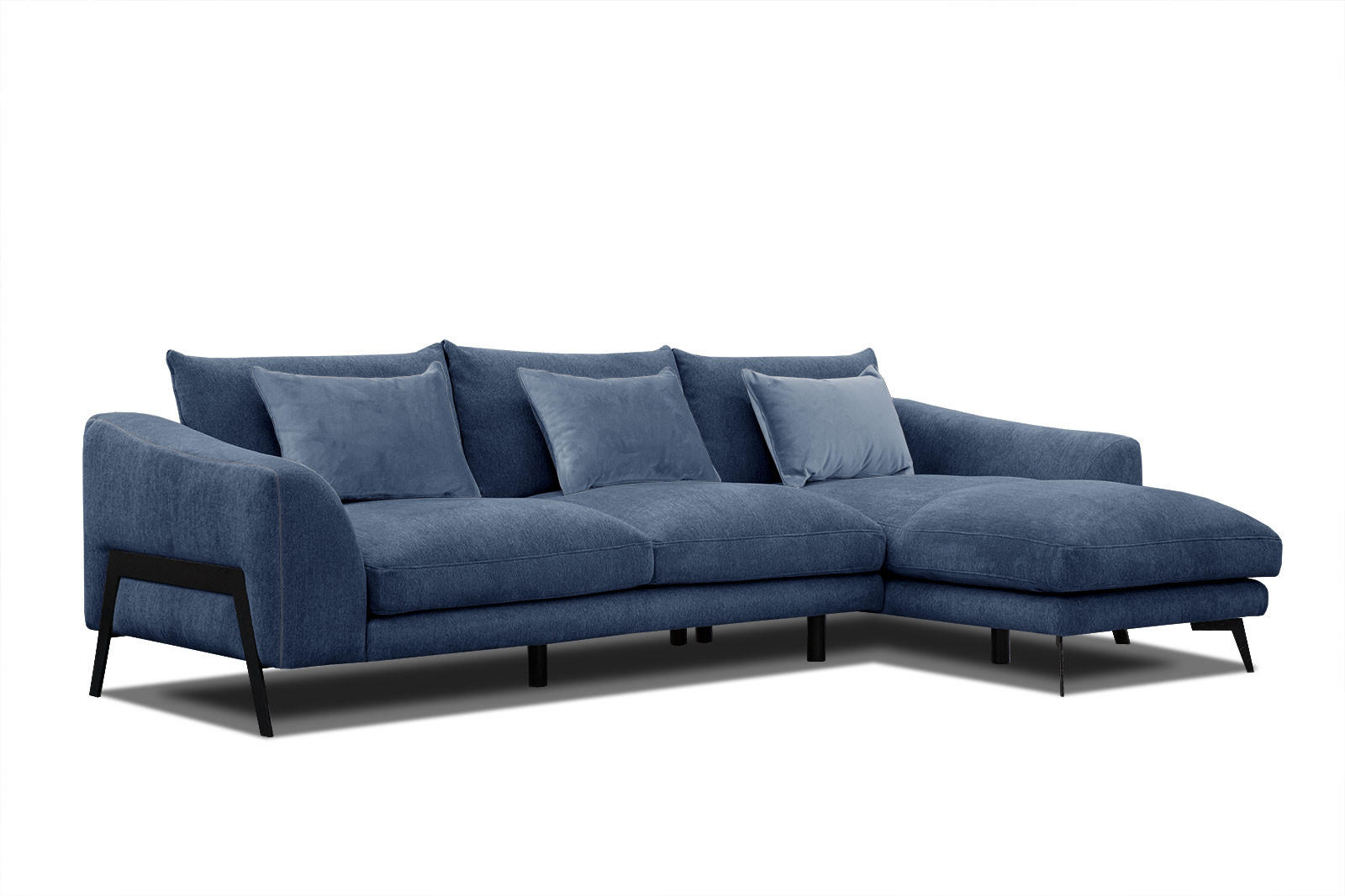 ECKSOFA WINTER 4-Sitzer, dunkelblau - Schwarz/Dunkelblau, Holzwerkstoff/Textil (293/172cm) - Courtois Laville