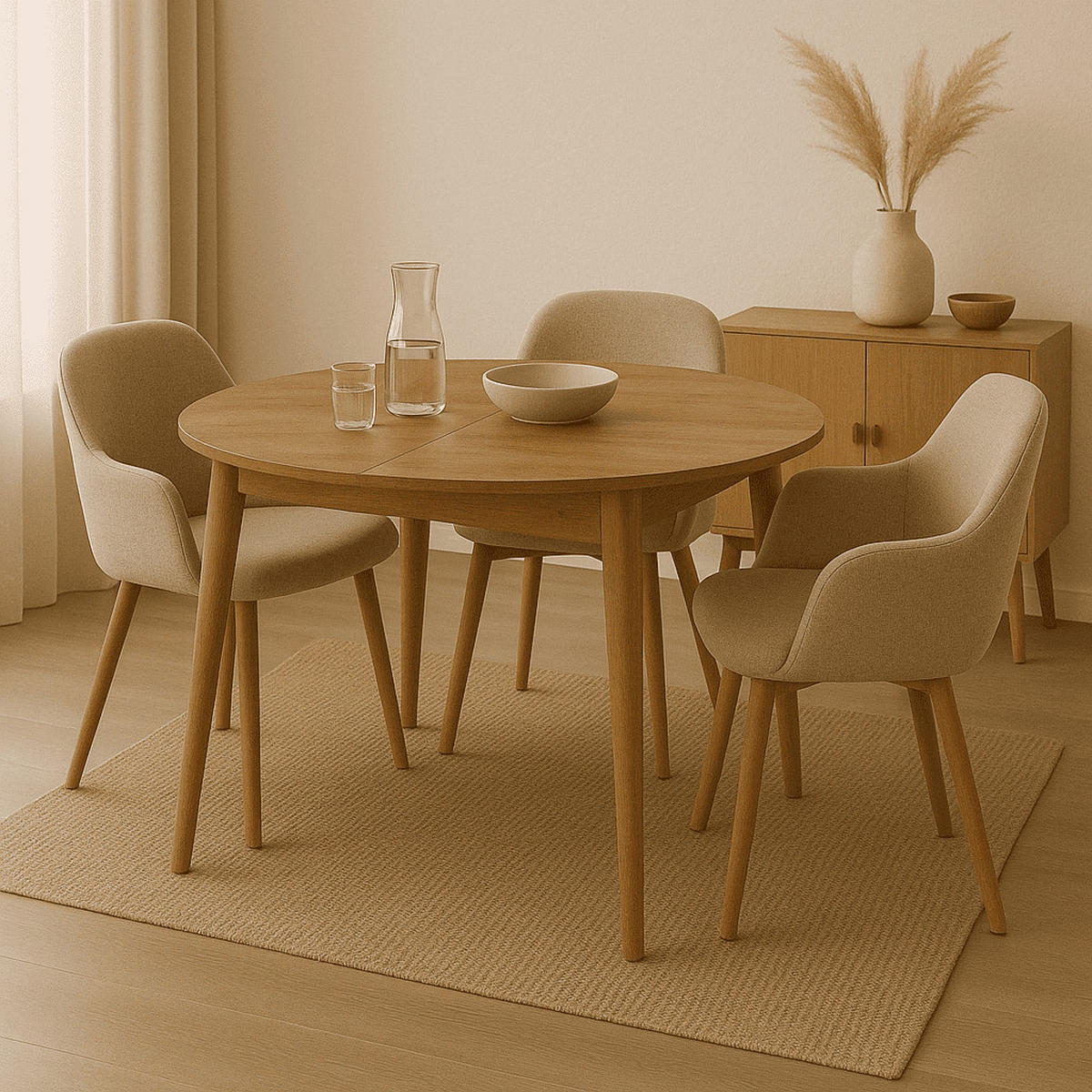TISCH mit Massivholzbeinen - vina 100/100/75 cm - Beige, Holzwerkstoff (100/100/75cm) - Calicosy