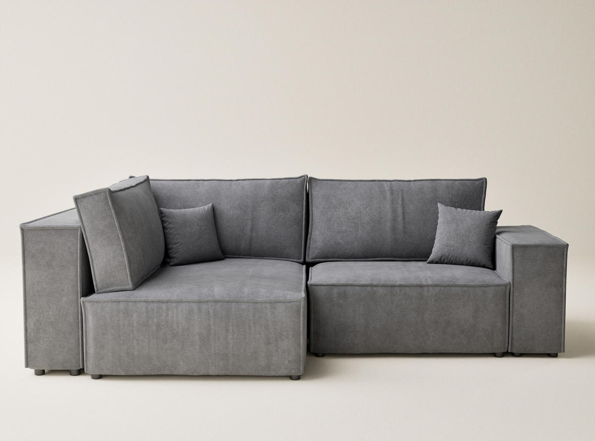 ECKSOFA MIT SCHLAFFUNKTION Tonga Grau Webstoff - Schwarz/Grau, Holz/Holzwerkstoff (105/253cm) - Maison de Reve