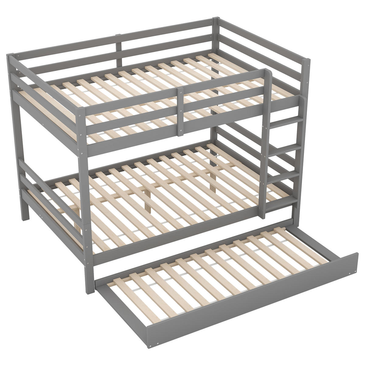ETAGENBETT Massivholz Grau 140/200 cm mit Ausziehbett - Grau, Holz (140/200cm) - ComfortXL