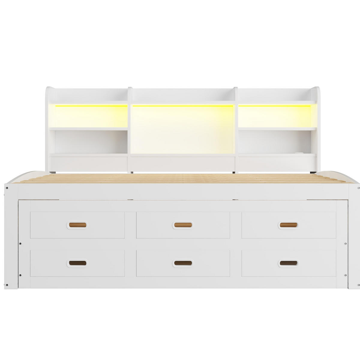 POLSTERBETT aus Spanplatte und MDF 90x200 cm in Weiß mit LED & USB-Typ-C - Weiß, Holzwerkstoff (90/200cm) - Modfu