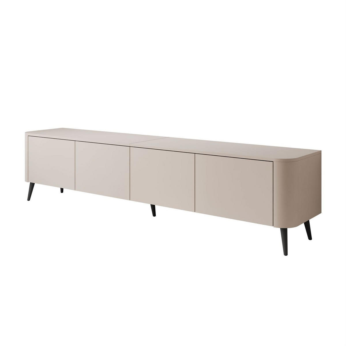 TV-SCHRANK CELESTE PUSH OPEN mit Beleuchtung auf Schräge schwarze Füßen - Kaschmir, Holzwerkstoff (200/46.5/40cm) - Lookway