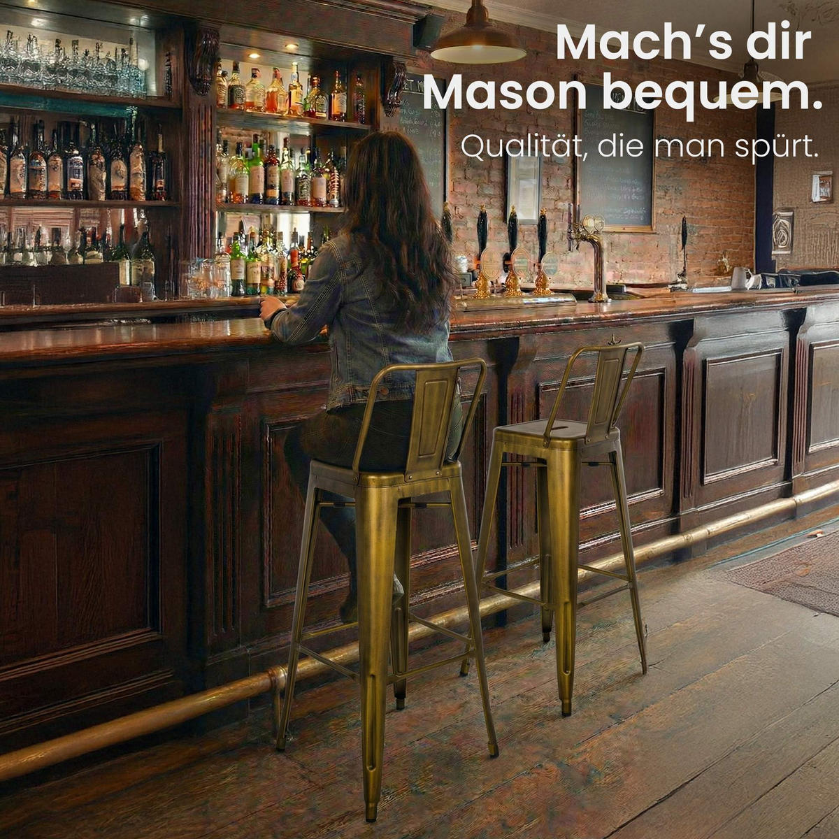 BARHOCKER 4er Set Metall Gold - Goldfarben, Metall (44/96/43cm) - CLP