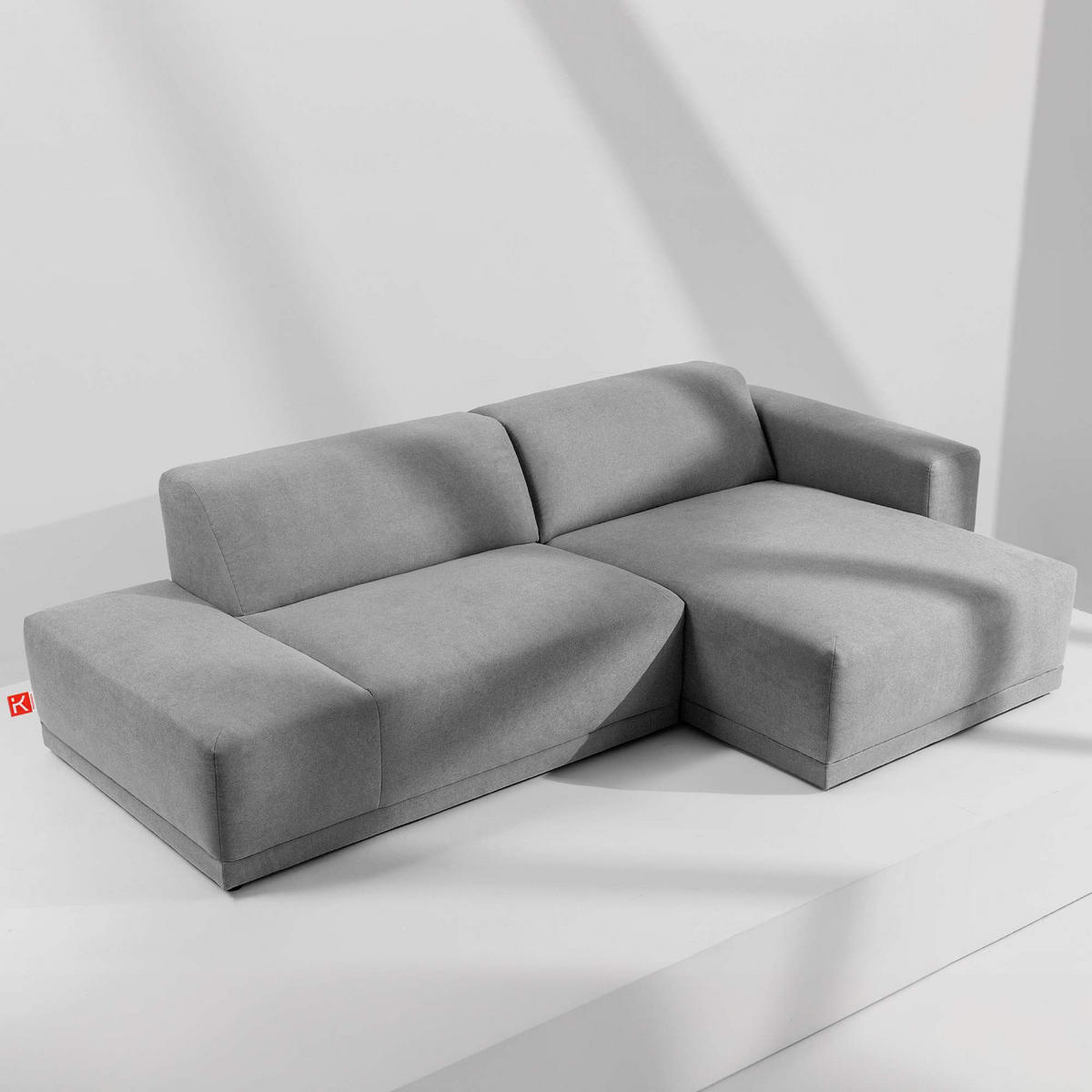 ECKSOFA RECHTS MUDI in moderner Optik mit hochwertigem Kaltschaum, Cord-Stoff, Aschgrau - Schwarz/Grau, Textil (280/160cm) - KONSIMO®