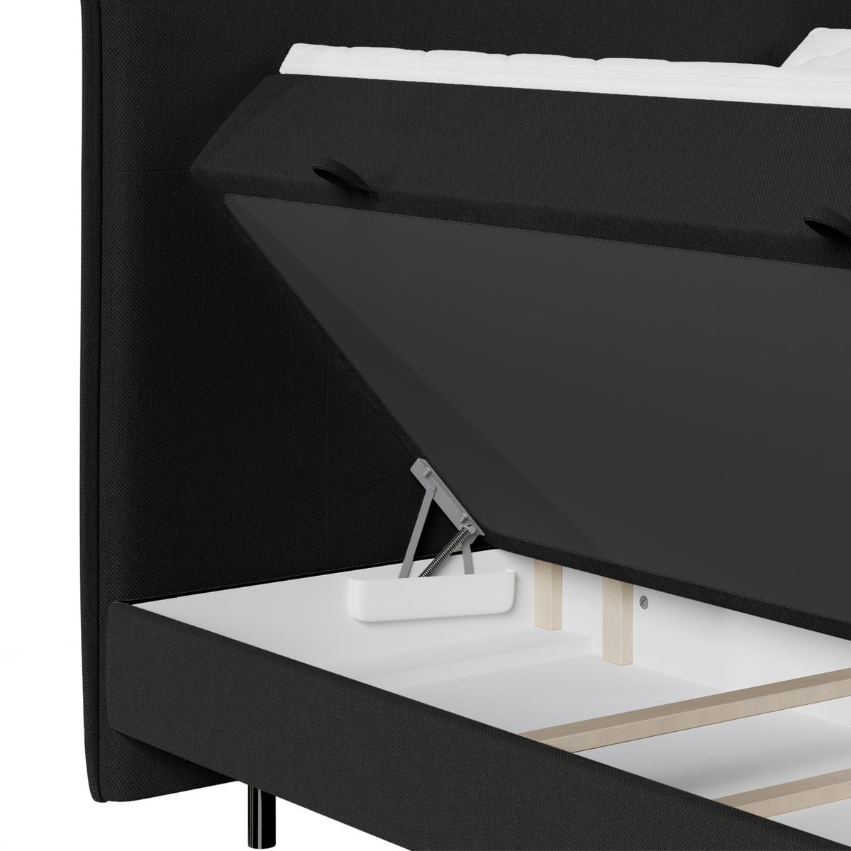 BOXBETT Menzzo Schwarz 120/200 cm mit Matratze und Topper - Schwarz, Holz/Holzwerkstoff (120/200cm) - Maison de Reve