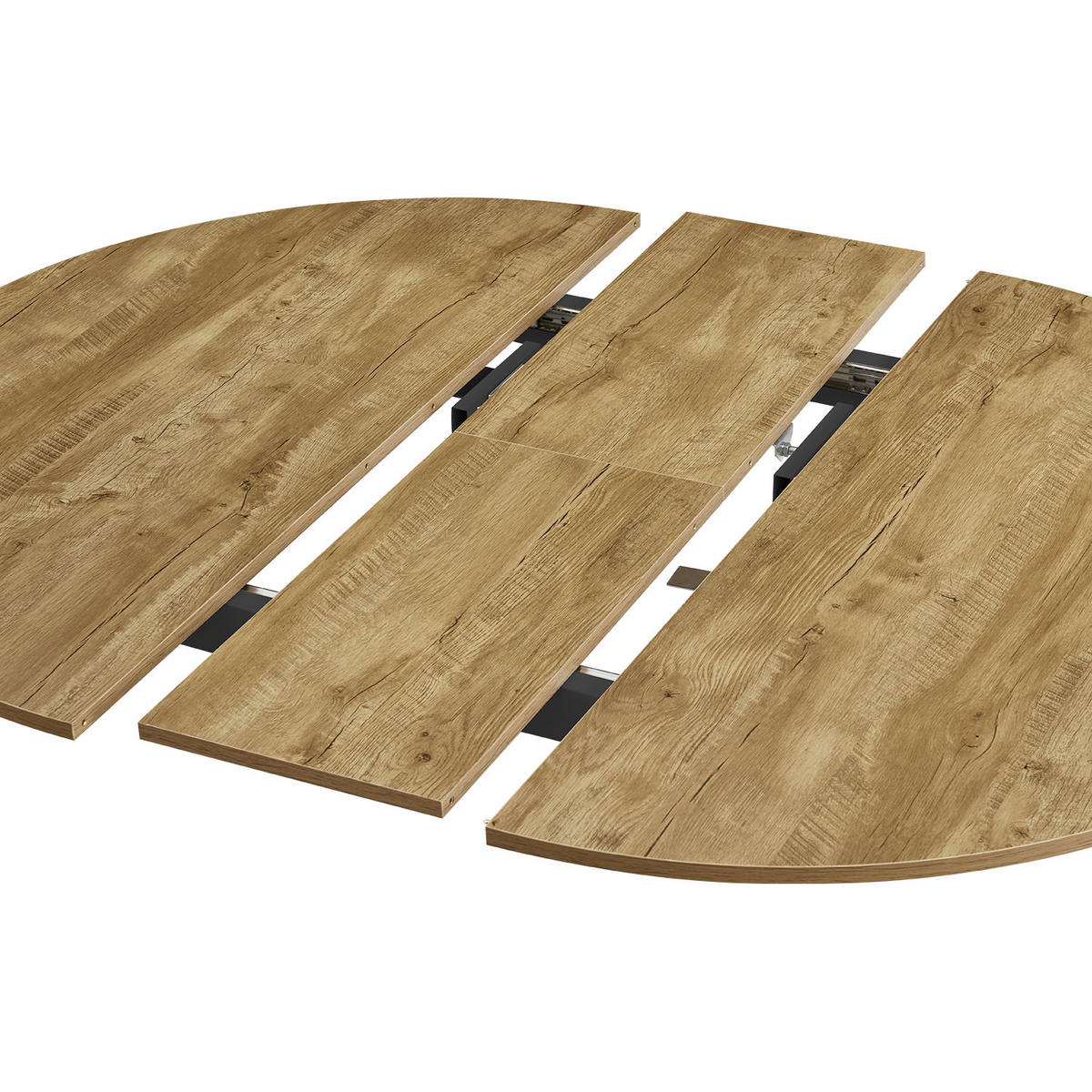 ESSTISCH TILL 120-150/120/76 cm Rund Wildeiche - Wildeiche/Schwarz, Holzwerkstoff (120/120/76cm) - B&D Home