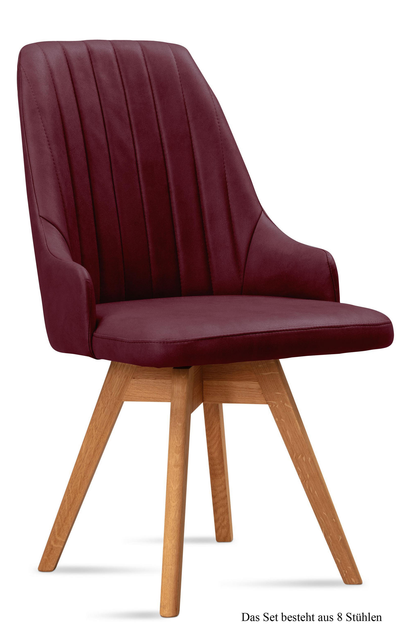 ESSZIMMERSTUHL drehbar (8er-Set) Dotti 52x91x60 Eiche geölt/Marsala - Eichefarben/Brombeere, Kunststoff (60/91/52cm) - 58aufmkessel