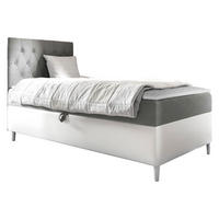 BOXBETT Filip Junior 1, Seite zum Öffnen des Bettkastens: Links - Weiß/Grau, Holz (90/200cm) - MIRJAN24