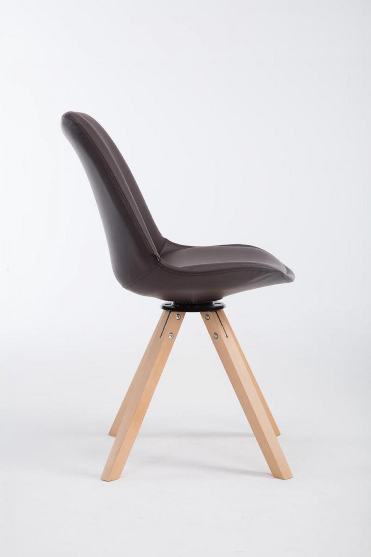 STUHL Lederlook Braun - Eukalyptusholzfarben/Braun, Holz/Textil (48/84/56cm) - CLP