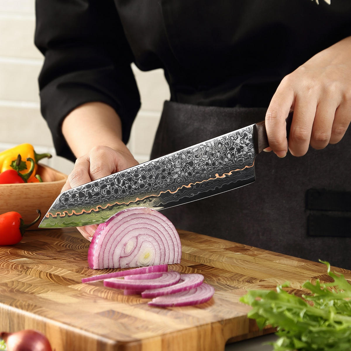 KIRITSUKEMESSER 20 cm - Kupferfarben, Holz/Metall (1cm) - Wakoli