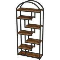 BÜCHERREGAL Schwarz/Rustikalbraun 7 Ebenen 80/30/180 cm - Schwarz, Holzwerkstoff (80/180/30cm) - PANGIVO