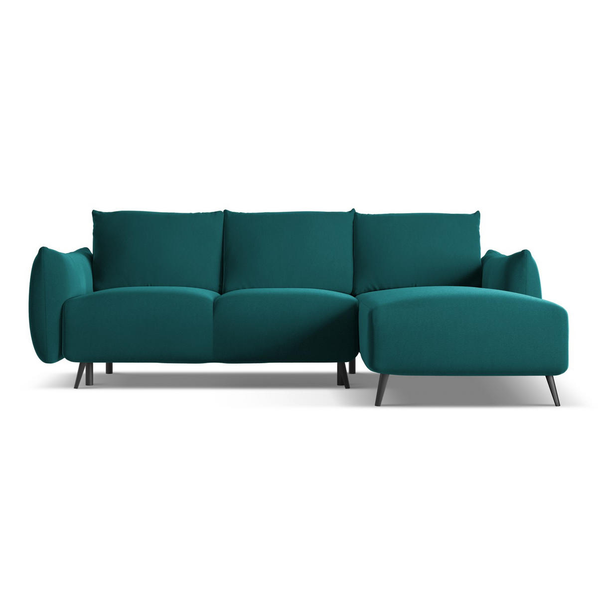 ECKSOFA mit Schlaffunktion Samt Stoff Blau - Blau/Petrol, Textil/Metall (242/162cm) - LaMiaSofa