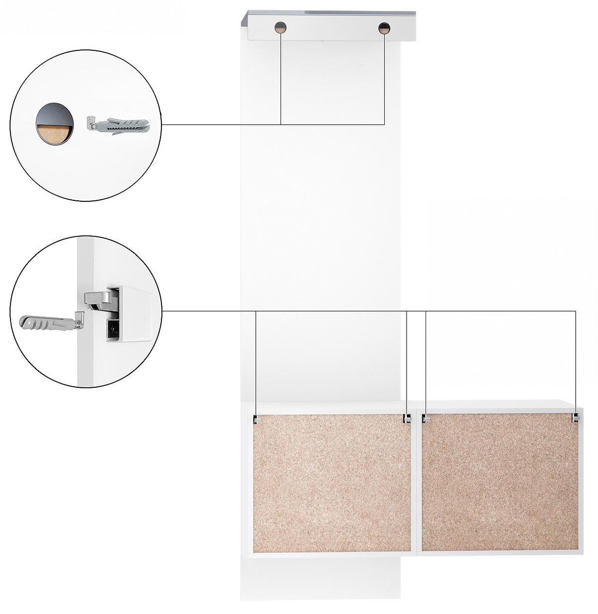 GARDEROBE Carlton Paneel in Beton Oxid Optik - Hellgrau, Holzwerkstoff (105/193/35cm) - Vladon