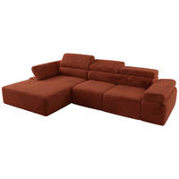 ECKSOFA RILASSO L Orange Plüsch - links - Schwarz/Orange, Kunststoff/Textil (296/174cm) - MKS