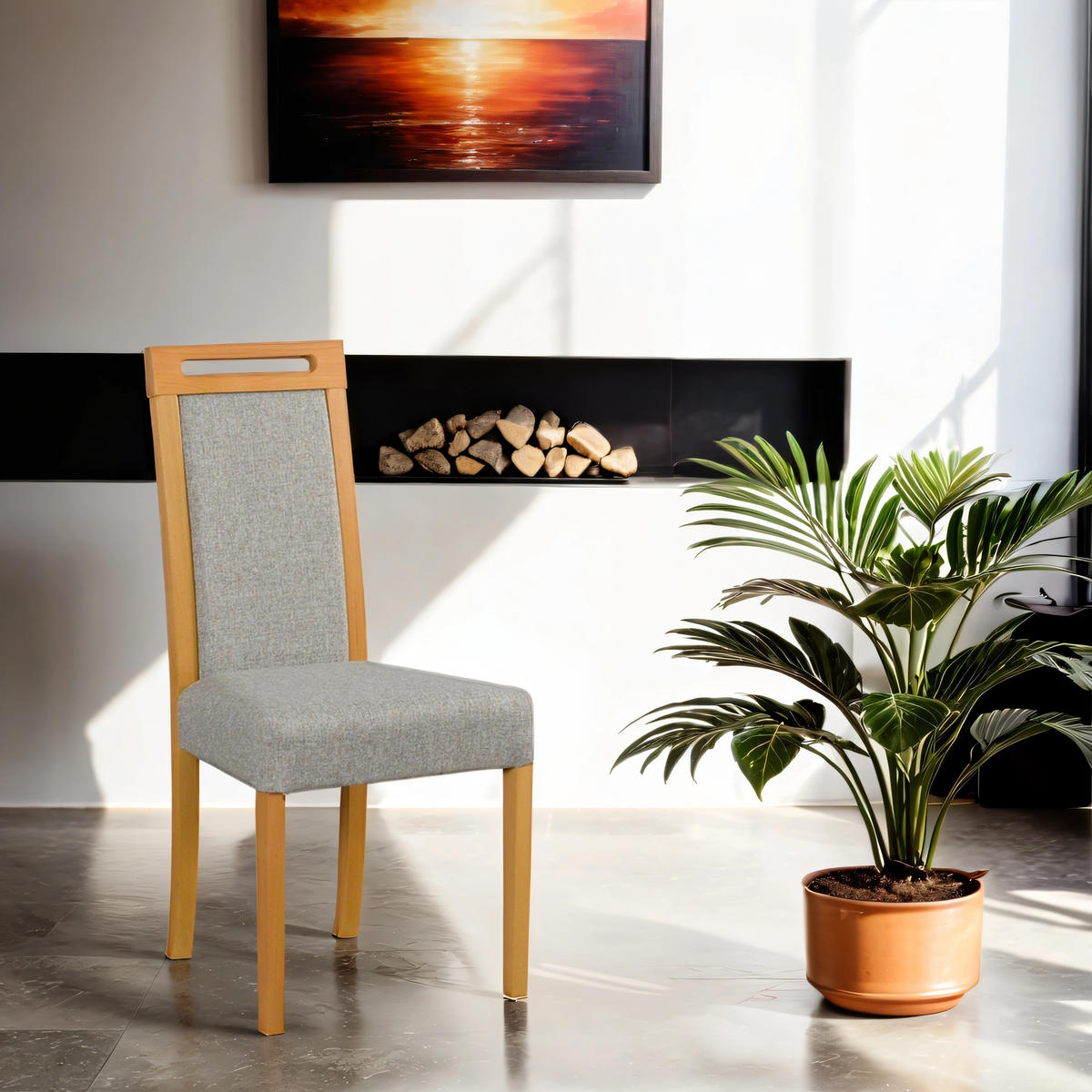 STUHL 2er Set Roma 5 grandson, hygge 11 - Beige/Mokka, Holz (43/96/40cm) - Leaf Design