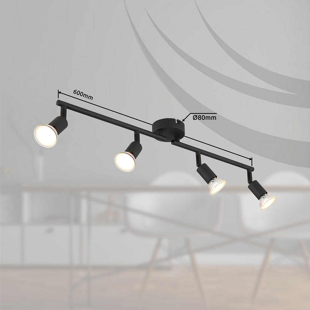 DECKENLEUCHTE Matrix Metall Schwarz - Schwarz, Metall (60/8/13cm) - Globo Lighting