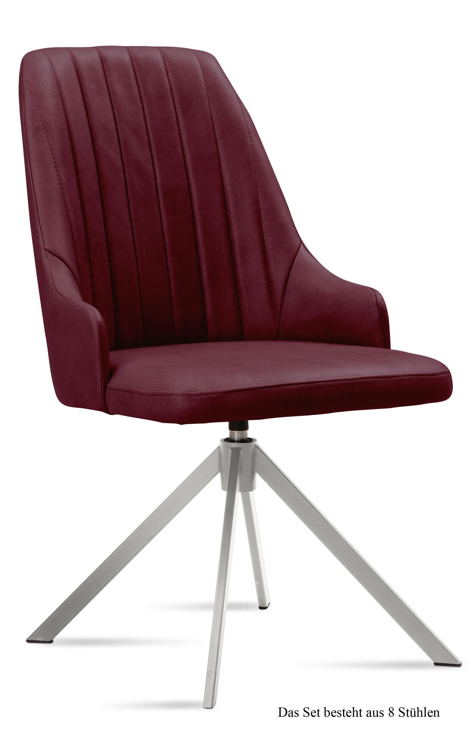ESSZIMMERSTUHL drehbar (8er-Set) Davorka 52x91x60 Edelstahl/Marsala - Edelstahlfarben/Brombeere, Kunststoff (60/91/52cm) - 58aufmkessel